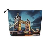 Zebra Animal Trousse per cosmetici da donna, organizer da viaggio portatile, borsa da toilette con chiusura a zip, Tower Bridge a Londra, Taglia unica