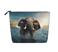Zebra Animal Trousse per cosmetici da donna, organizer da viaggio portatile, borsa da toilette con chiusura a zip, Nuoto elefante africano, Taglia unica