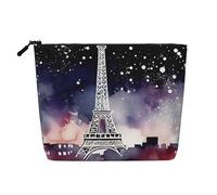 Zebra Animal Trousse per cosmetici da donna, organizer da viaggio portatile, borsa da toilette con chiusura a zip, Notte Parigi Torre Eiffel, Taglia unica