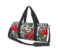 Zebra animale fiore rosso, Borsone da viaggio di grande capacità Borsa rotonda Borsa da viaggio sportiva Borsa da viaggio Borsa da fitness
