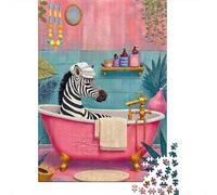 Zebra Bath Time Puzzle Giochi 1000 Pezzi Regalo Per Lui E Per Lei Arte Interesting Puzzle Adulti Foto 52x38cm/1000pcs