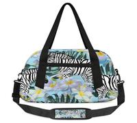 Zebra, borsone da viaggio per bambini con motivo zebrato, leggero, con stampa zebrata, per sport, palestra, per bambini, piccolo, da portare con sé durante la notte, weekender, da viaggio, danza,
