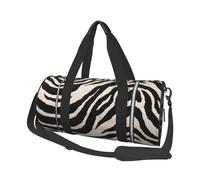 Zebra, borsone rotondo con stampa animalier, borsa da viaggio in tela, impermeabile e resistente agli strappi. Borsa da viaggio pieghevole per il fine settimana