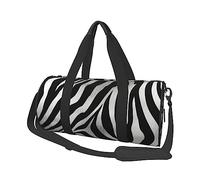 Zebra, borsone rotondo con stampa stampata, borsa da viaggio, borsa da palestra, fitness, allenamento, nera, taglia unica, Nero , Taglia unica