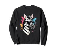 Zebra cartoon con occhiali da sole e schizzi di colore Felpa