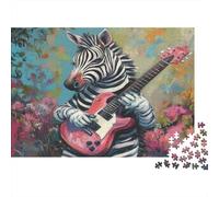 Zebra che Suona la Chitarra Puzzle 1000 Pezzi Carta per Adulti Scena Artistica Musicale Gioco di Puzzle 1000 Pezzi Relax Casa Regalo 70x50cm/1000pcs