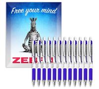 Zebra Classic Z-Grip Flight - Penna a sfera da 1,2 mm, inchiostro blu, confezione da 12, in confezione regalo Zebra