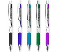 Zebra Classic Z-Grip Flight - Penna a sfera da 1,2 mm, inchiostro nero, blu, azzurro, verde e viola, confezione da 5