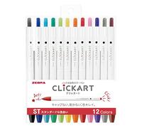 Zebra Clickart WYSS22-12CST - Penna a base d'acqua standard, 12 colori