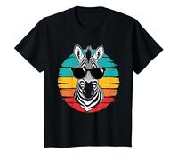 Zebra con Occhiali da Sole, Zebra retrò Maglietta, Bambini, Nero, 10 Anni