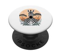 Zebra con paesaggio di savana illustrato PopSockets PopGrip Adesivo