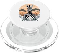 Zebra con paesaggio di savana illustrato PopSockets PopGrip per MagSafe
