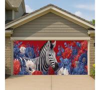 Zebra, copertura per porta del garage, grande striscione decorativo con stampa animale, elegante decorazione per esterni per tutte le stagioni, 400 x 180 cm