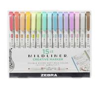Zebra Creativo Mildliner 15-Pack Doppia Punta Morbida Lieve Colore Evidenziatori