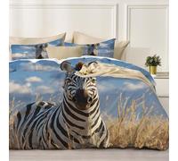 Zebra Della Steppa Copripiumino 3 Pezzis, Realismo Animale Retrò Copripiumino E 2 Federes, Morbida Traspirante Biancheria Da Letto per Camera Da Letto Decor 260x240cm