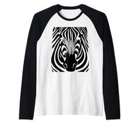 Zebra Face Design Minimalista Animal Stripe Optical Illusion Maglia con Maniche Raglan