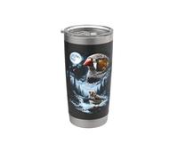 Zebra Finch ulula alla luna 90's Retro Birdwatcher Bicchiere termico in acciaio inox doppia parete