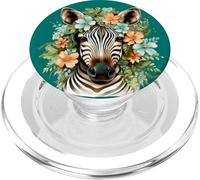 Zebra, fiore botanico, safari, animale da zoo PopSockets PopGrip per MagSafe