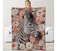 Zebra Flower Coperta Peluche Coperta da Tiro Multiuso Coperte per Adolescenti Campeggio Quattro Stagioni 125x150cm