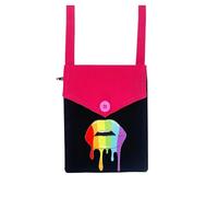 Zebra & Friends PRIDE - Borsa a mano con labbra arcobaleno, 21 x 16 cm, con chiusura lampo e tracolla lunga - Rainbow LIPS LGTB Lesbian Gay Pride Bag