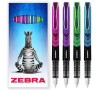 Zebra Fuente Monouso Penna Stilografica - 0.6mm Linea - Portafoglio Di 4, Vari