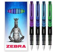 Zebra Fuente Monouso Penna Stilografica - 0.6mm Linea - Portafoglio Di 4, Vari