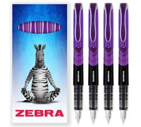 Zebra Fuente Monouso Penna Stilografica - 0.6mm Linea - Portafoglio Di 4, Vari