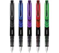 Zebra Fuente - Penna stilografica usa e getta, inchiostro nero, blu, rosso, verde e viola, confezione da 5