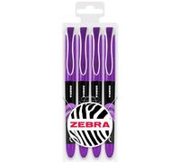 Zebra Fuente - Penna stilografica usa e getta, pennino fine 1,0 mm, spessore tratto 0,6 mm, confezione da 4, inchiostro viola
