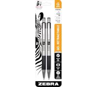 Zebra G-301 Gel Stainless Steel Retractable Pen, 0.7mm, Black, 2 Pack (41312)