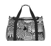 Zebra, grande borsa da viaggio in tela, borsa da weekender, da donna, borsa da notte, nero, Taglia unica