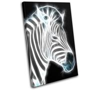 Zebra Illustration B & W Animals SINGLE TELA parete arte foto stampa