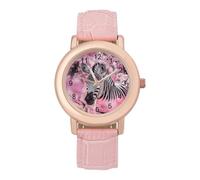 Zebra in fiori di ciliegio orologio da polso personalizzato moda cinturino morbido regalo per compleanni San Valentino