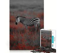 Zebra in un campo di fiori rossi - Puzzle da 1000 pezzi per ragazzi - Gioco di apprendimento cognitivo - Incastro perfetto - Compatto e divertente per tutta la famiglia (38x26cm)