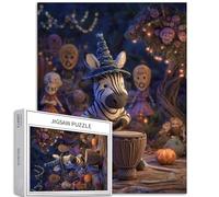 Zebra indossa cappello da mago 1000 pezzi puzzle per adulti Halloween canto rituale arte puzzle colorato puzzle fai da te per la decorazione della casa regali puzzle famiglia perfetto per serate di