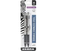 Zebra M-301 - Matita meccanica in acciaio inox, 0,7 mm, canna nera, confezione da 2 (54312)
