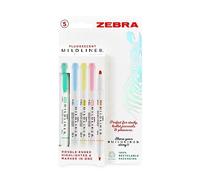 Zebra Mildliner - 5 evidenziatori fluorescenti (blu, giallo, rosa, arancione, verde blu)