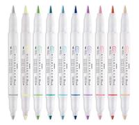 ZEBRA Mildliner Brush - Evidenziatore con pennello e pennino, doppia punta, confezione da 10 colori assortiti