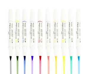 Zebra Mildliner Brush Evidenziatore Penna Brush/Marker Doppi Estremi 10 Pezzi