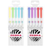 Zebra Mildliner Creative Marker Evidenziatori - Doppia estremità - Punta a scalpello e punta tonda - Set di 10