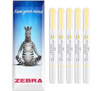 Zebra Mildliner Creative Marker Highlighter Pens - Double Ended - Chisel & Bullet Tip - Wallet Set of 5 - Yellow Ink