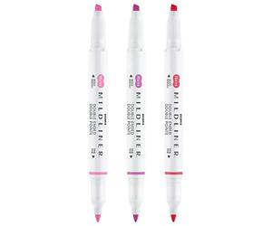 Zebra Mildliner Creative Pennarelli evidenziatori - doppia estremità - scalpello e punta proiettile - Set di 3 pezzi
