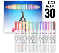 Zebra Mildliner Evidenziatore Penne - Confezione 30 Doppio con Punta - Largo &