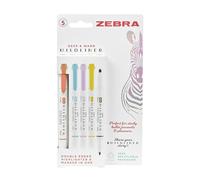 Zebra Mildliner - Evidenziatori caldi a doppia punta, 5 pezzi, con punta a scalpello larga 4 mm e punta fine da 1 mm, colori assortiti - Confezione da 5