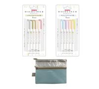 Zebra Mildliner - Set di 2 pennarelli fluorescenti per bambini, ufficio, università, scuola (WKT7-5C-YC, WKT7-5C-NTC) (astuccio(blu)