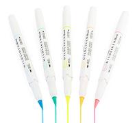 Zebra Mildliner - Set di 5 evidenziatori a pennello, punta a pennello e pennarello, a doppia punta, fluorescente, confezione da 5