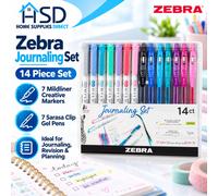 Zebra Mildliner Set Per Diario Dual Tip Pennarelli & Penna Gel 14 Pezzi