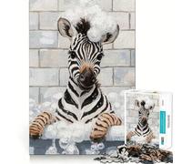 Zebra nella vasca da bagno,puzzle da 1000 pezzi per adulti,divertente per allenare la mente,con componenti robusti e ben definiti,attività rilassante per una pausa mentale (38x26cm)