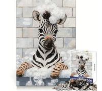Zebra nella vasca da bagno - Puzzle da 1000 pezzi per ragazzi - Esercizi di logica - Divertimento tranquillo - Bordi puliti - Regalo festivo (50x75cm)