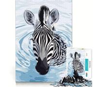 Zebra nell'acqua - Arte digitale - Puzzle per adolescenti - 1000 pezzi - Gioco di memoria divertente - Componenti robusti e ben definiti - Portatile - Adatto ai viaggi - Gioco divertente (38x26cm)